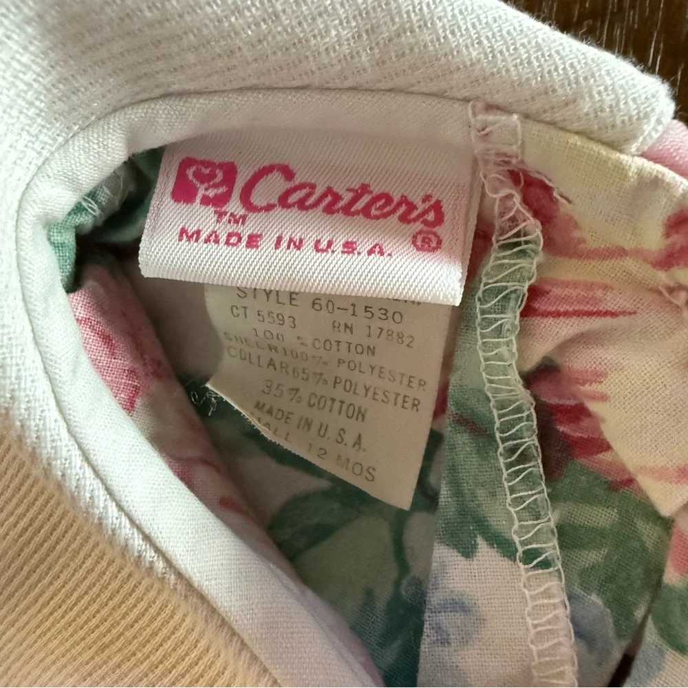 Vintage Made in USA‎ Carter's Floral Baby Dress with White and Pink